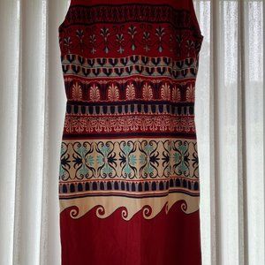 J McLaughlin Woman's Dress Sz M Red Tribal print Sleeveless